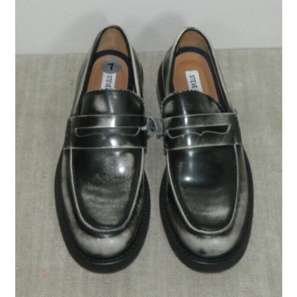 Steve Madden Loafers Size 7 Gray Leather Rubbed Harvin Harvin Shoes